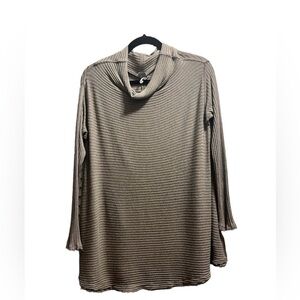 Free People Beige Distressed Cowl Neck Long Sleeve Sweater S Open Back Boho